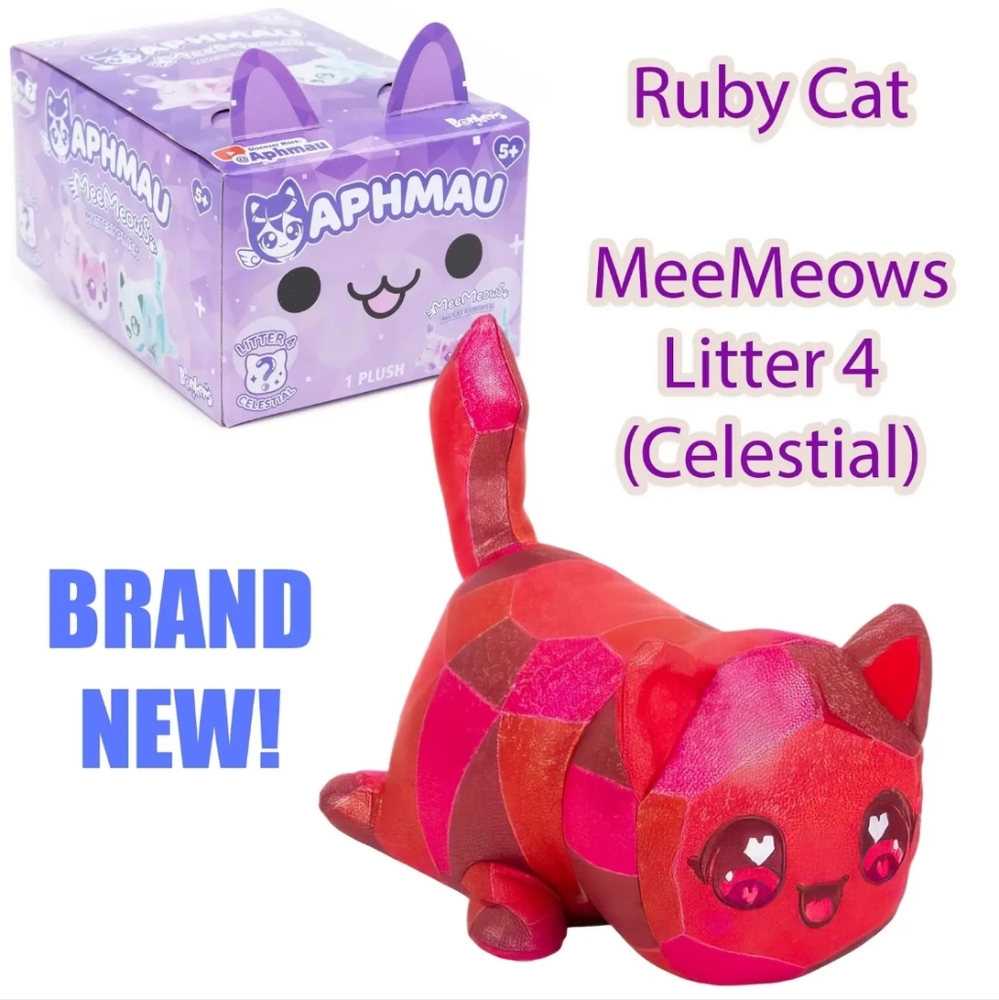 Aphmau MeeMeows RUBY RED 6" Celestial Litter 4 Plush Cat Kitten Toy SEALED